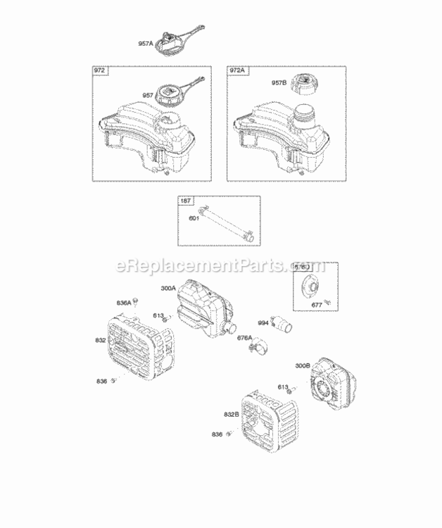 Exhaust_System_Fuel_Supply Diagram and Parts List for 09P602-0063-F1  Briggs and Stratton Engine